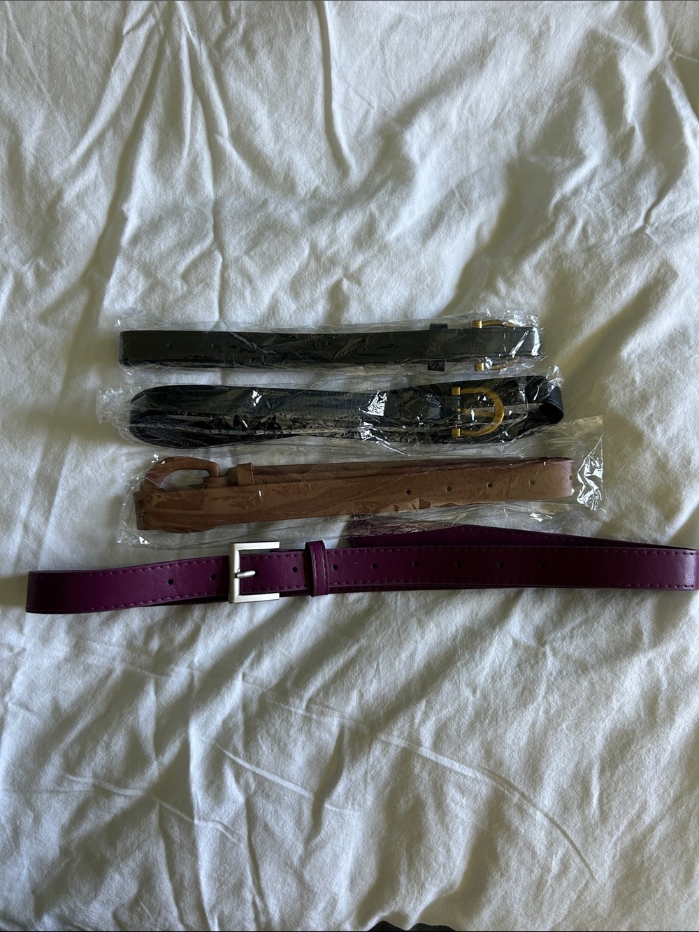 Bundle of 4 Women’s Purple/Black/Brown Faux Leather Belts
